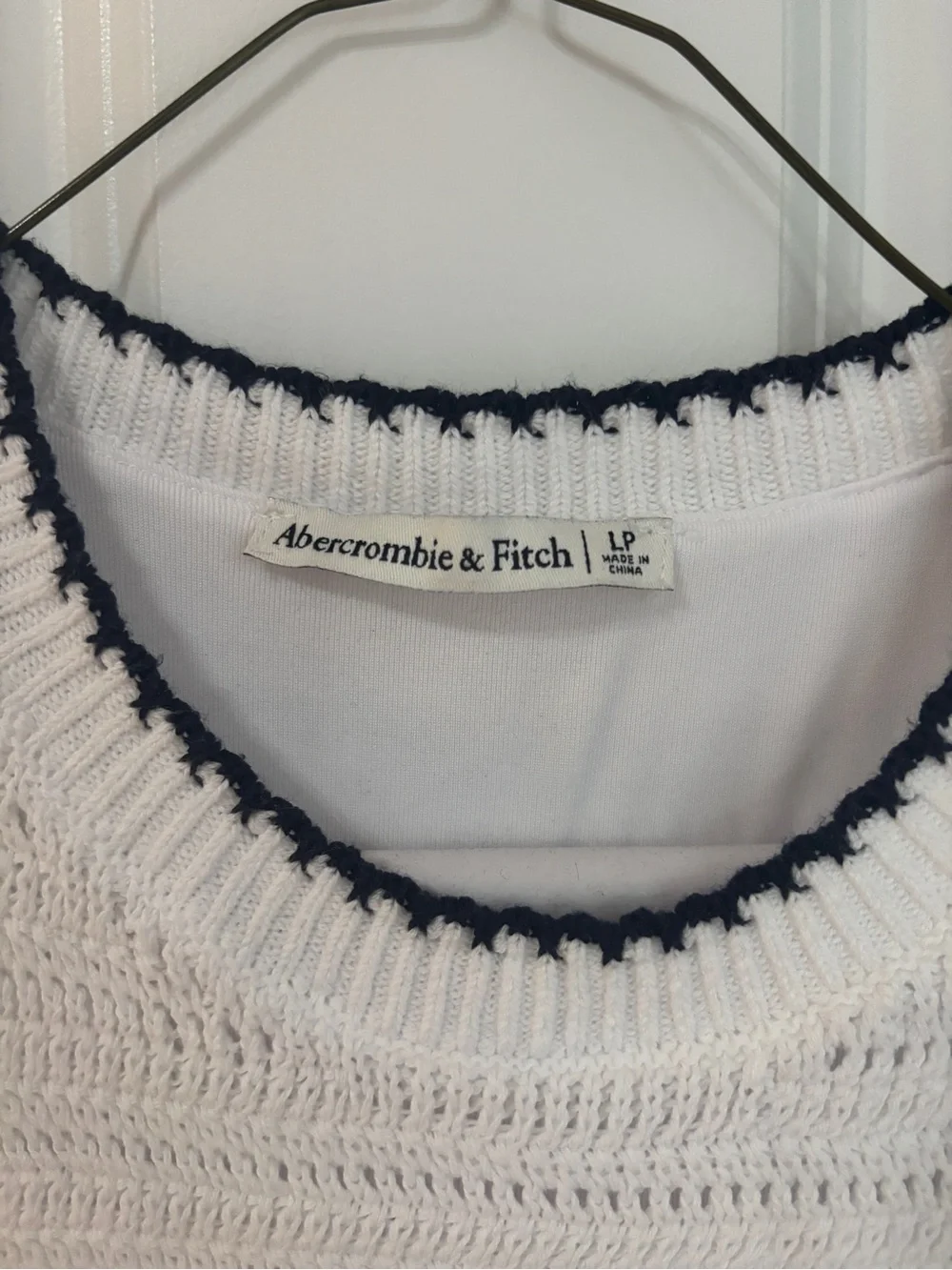 Abercrombie & Fitch White Sleeveless Maxi Dress with Navy Trim
